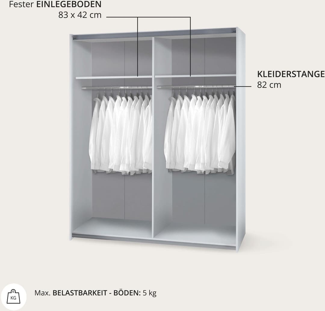 Schlafkontor Schwebetürenschrank Time | Weiß