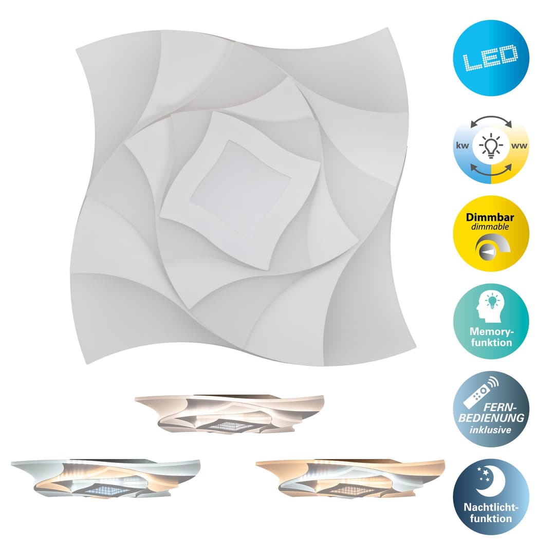 näve LED Deckenleuchte Liora | Weiß