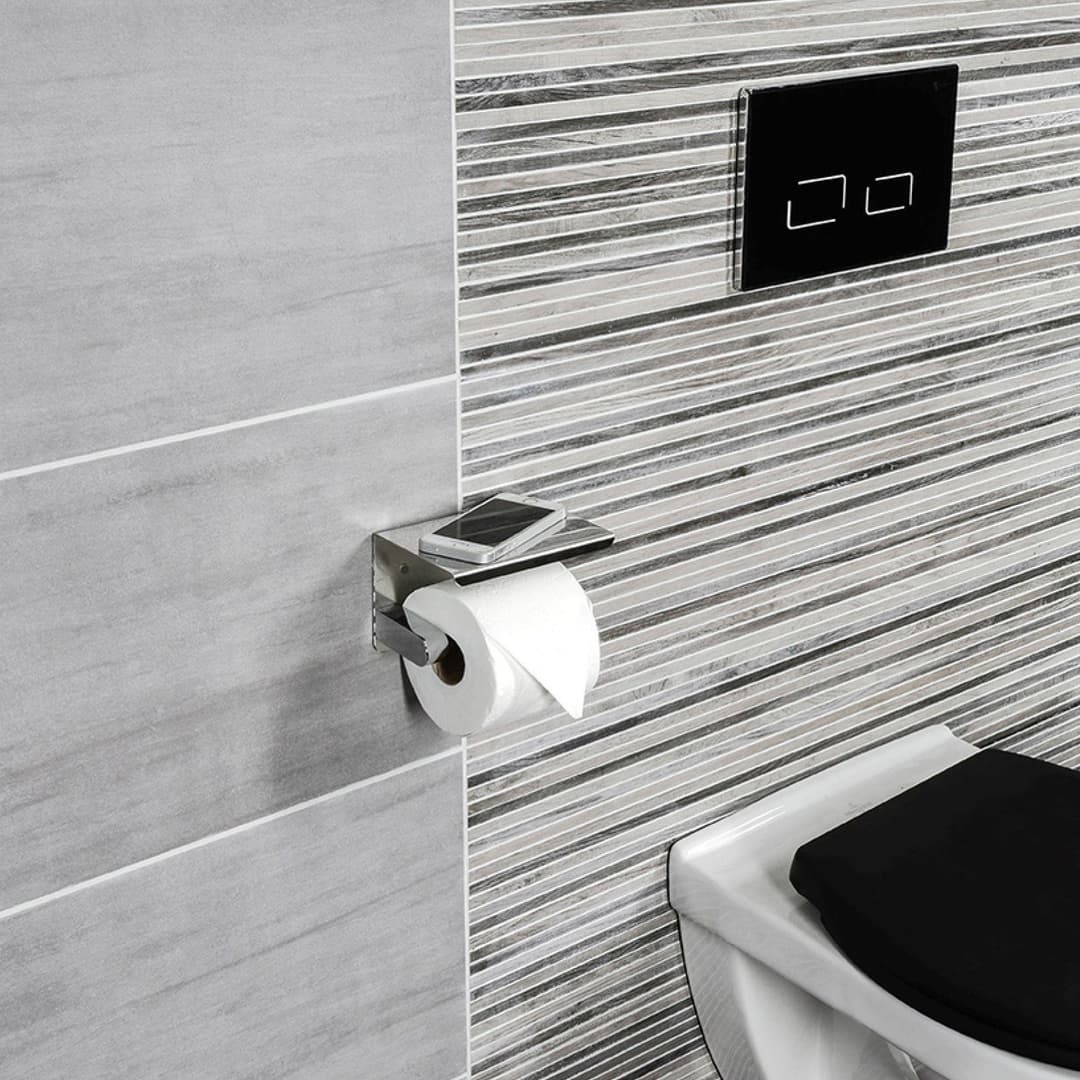 CORNAT Toilettenpapierhalter Mit Ablage | Silber