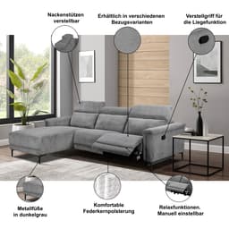 OTTO home Ecksofa LUND Cord | Grau