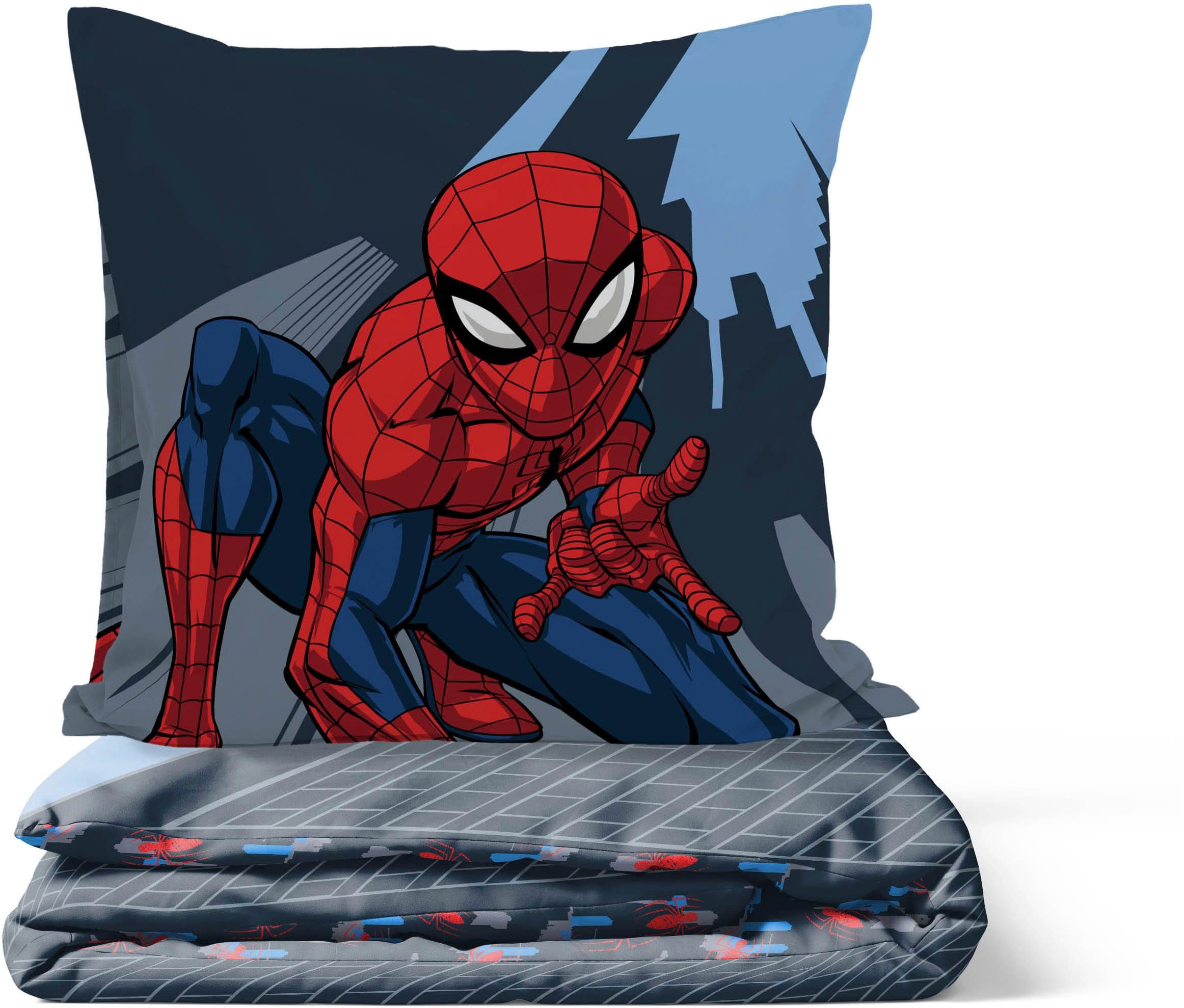 MARVEL Kinderbettwäsche Spiderman Bettbezug-Set | Blau