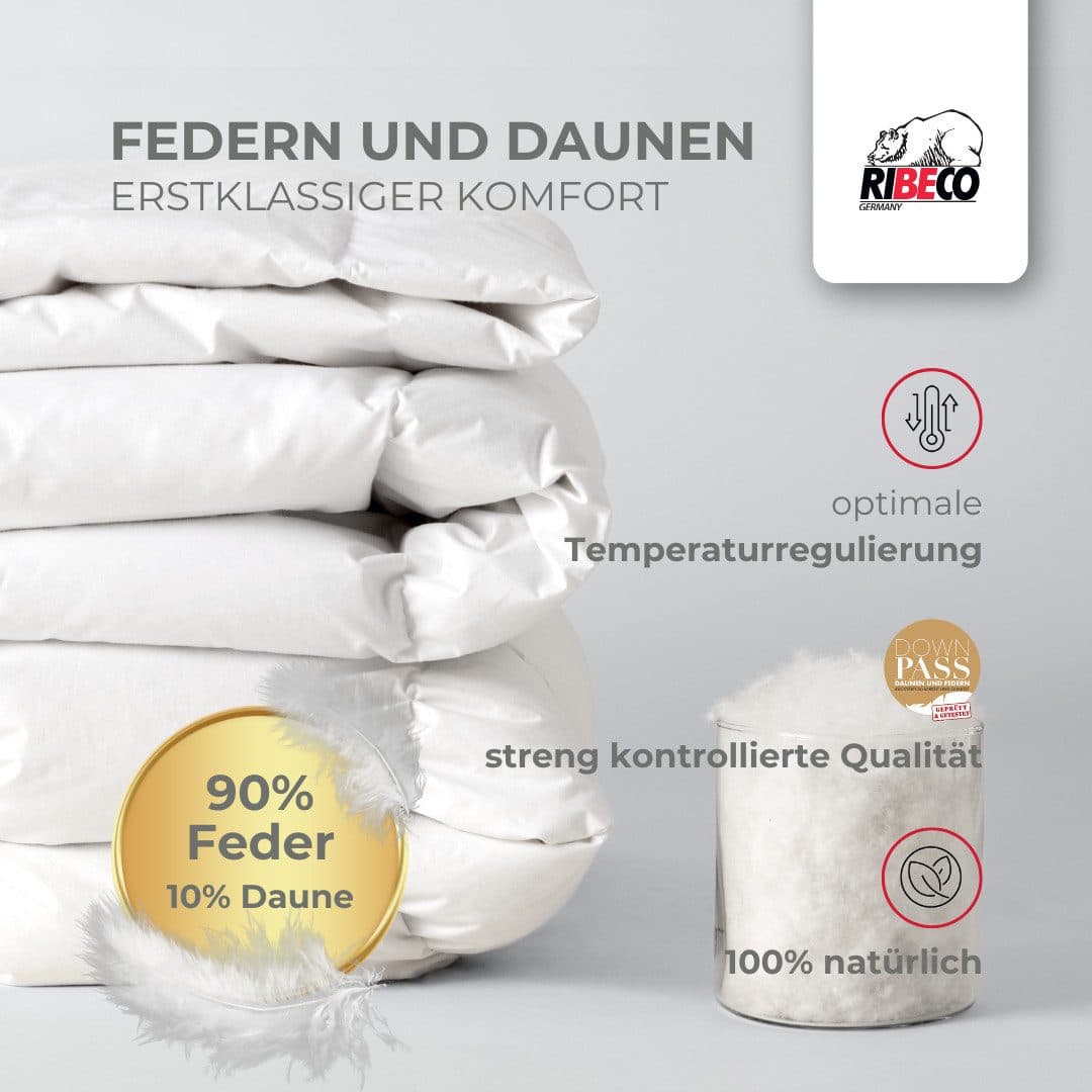 RIBECO Federbettdecke Laram | Weiß