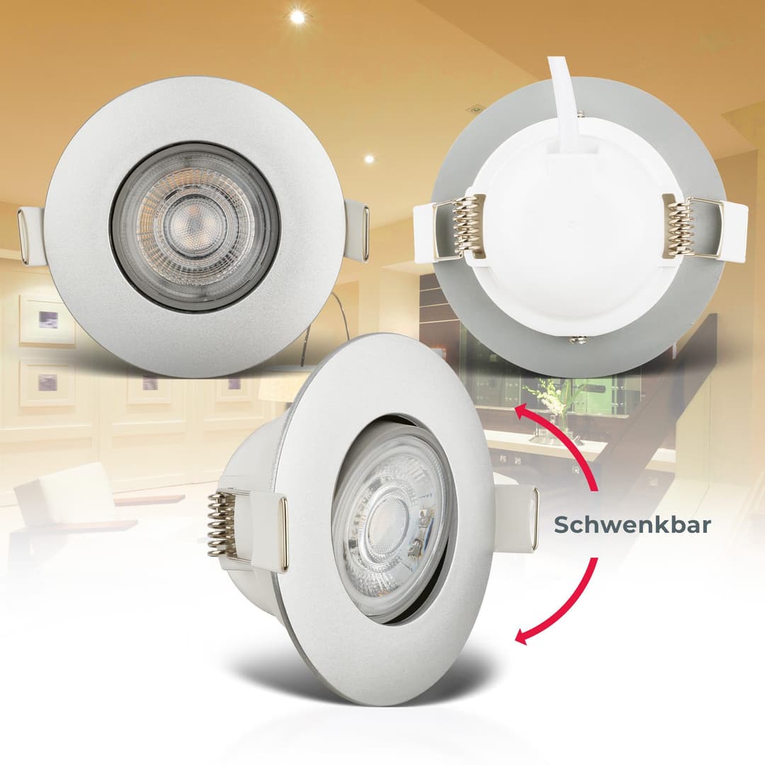 B.K.Licht LED Einbauleuchte 5er Set | Silber