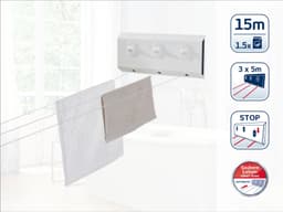 Leifheit Wand-Wäscheleine Rollfix 150 Triple Longline | Weiß