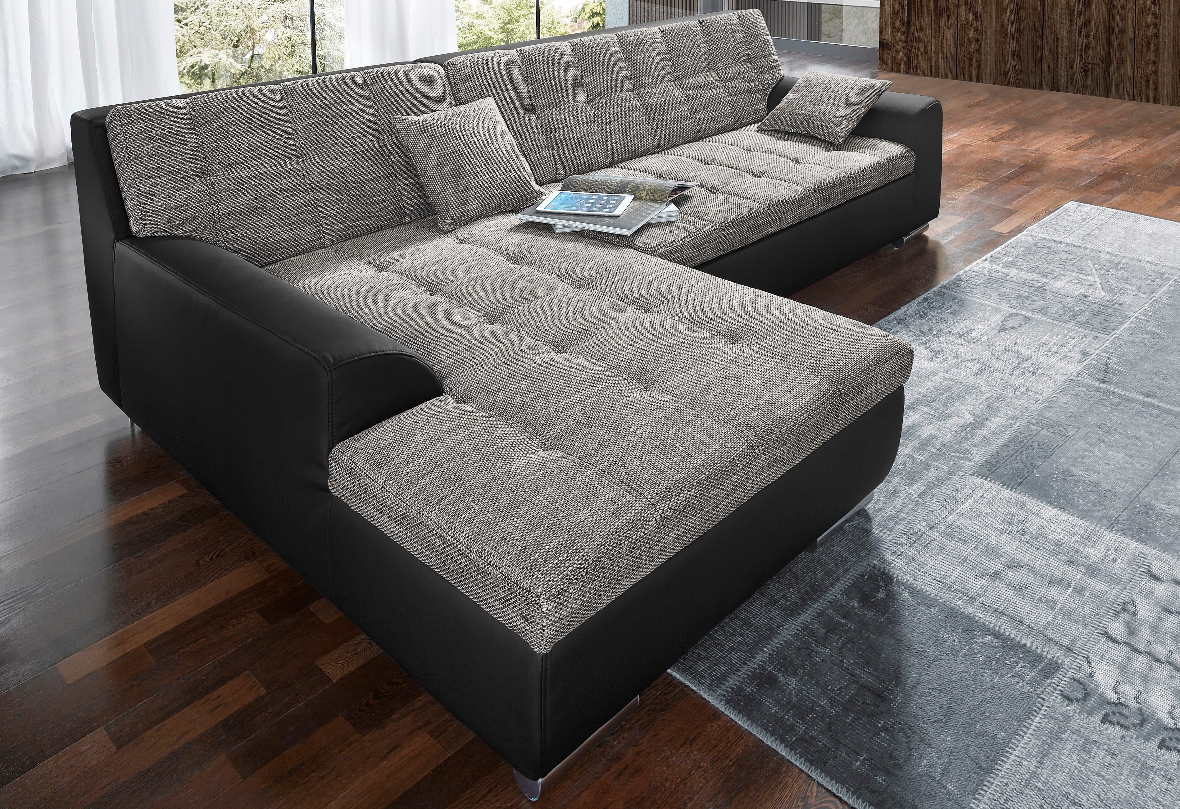 DOMO collection Ecksofa Treviso | Schwarz