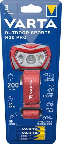 VARTA Outdoor Sports H20 Pro Kopflampe | Schwarz