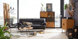 TRENDMANUFAKTUR 3-Sitzer Cecilia | Schwarz