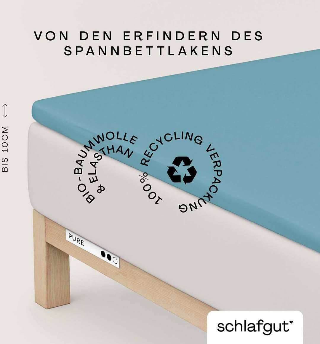 Schlafgut Spannbettlaken PURE TOPPER | Türkis