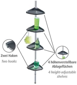 Wenko Duschablage Teleskop Duschecke Compact | Grau
