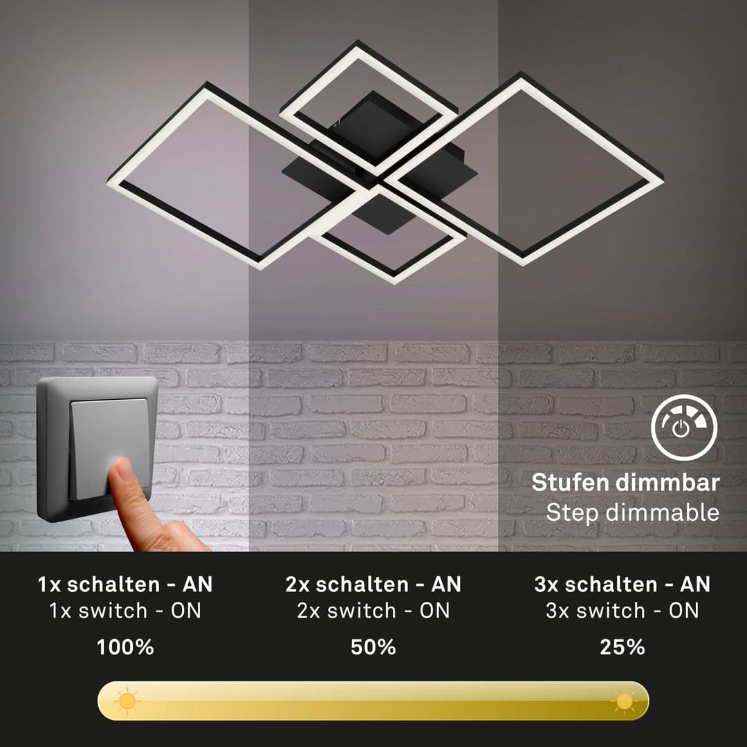 Briloner Leuchten LED Deckenleuchte FRAME 3128015 | Schwarz
