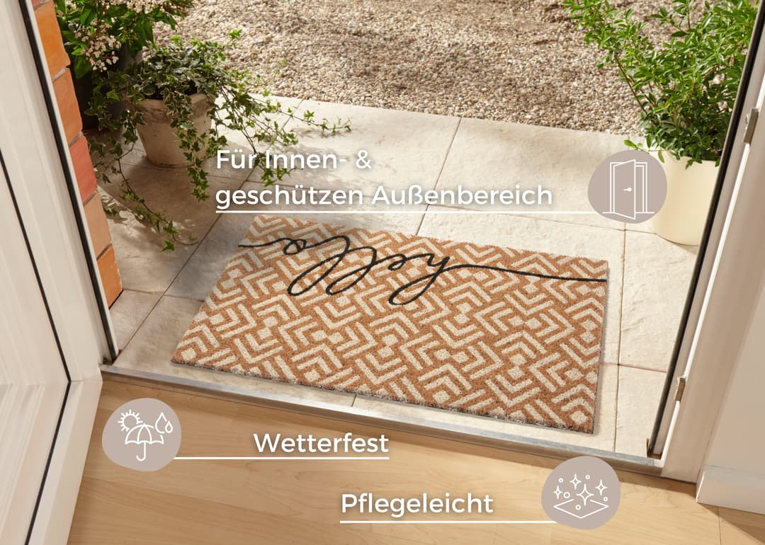 HANSE Home Fußmatte Mix Mats Kokos Hello Geometric | Braun