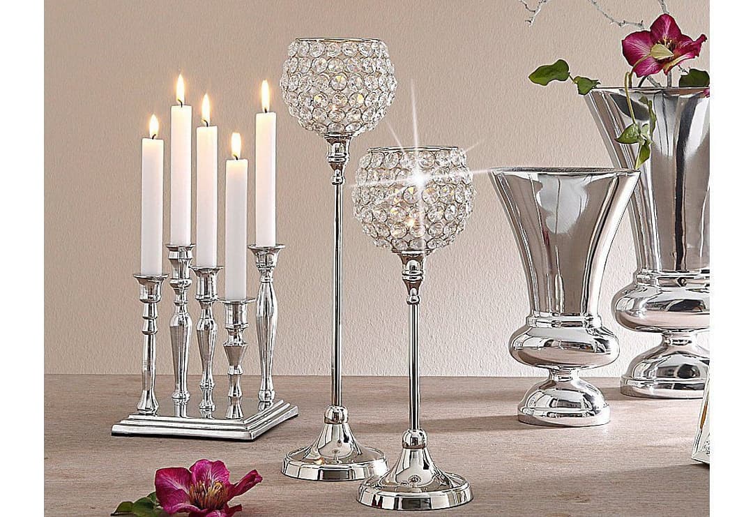 Home affaire Teelichthalter Kristall | Silber