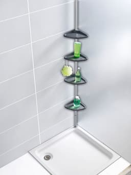 Wenko Duschablage Teleskop Duschecke Compact | Grau