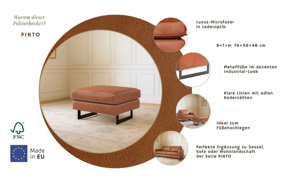 Home affaire Polsterhocker Pinto | Braun
