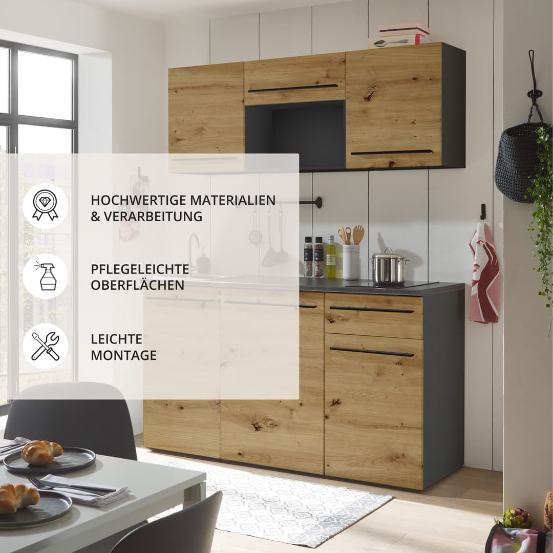 BASIC by Balculina Pantryküche Jazz Singleküche | Holztöne
