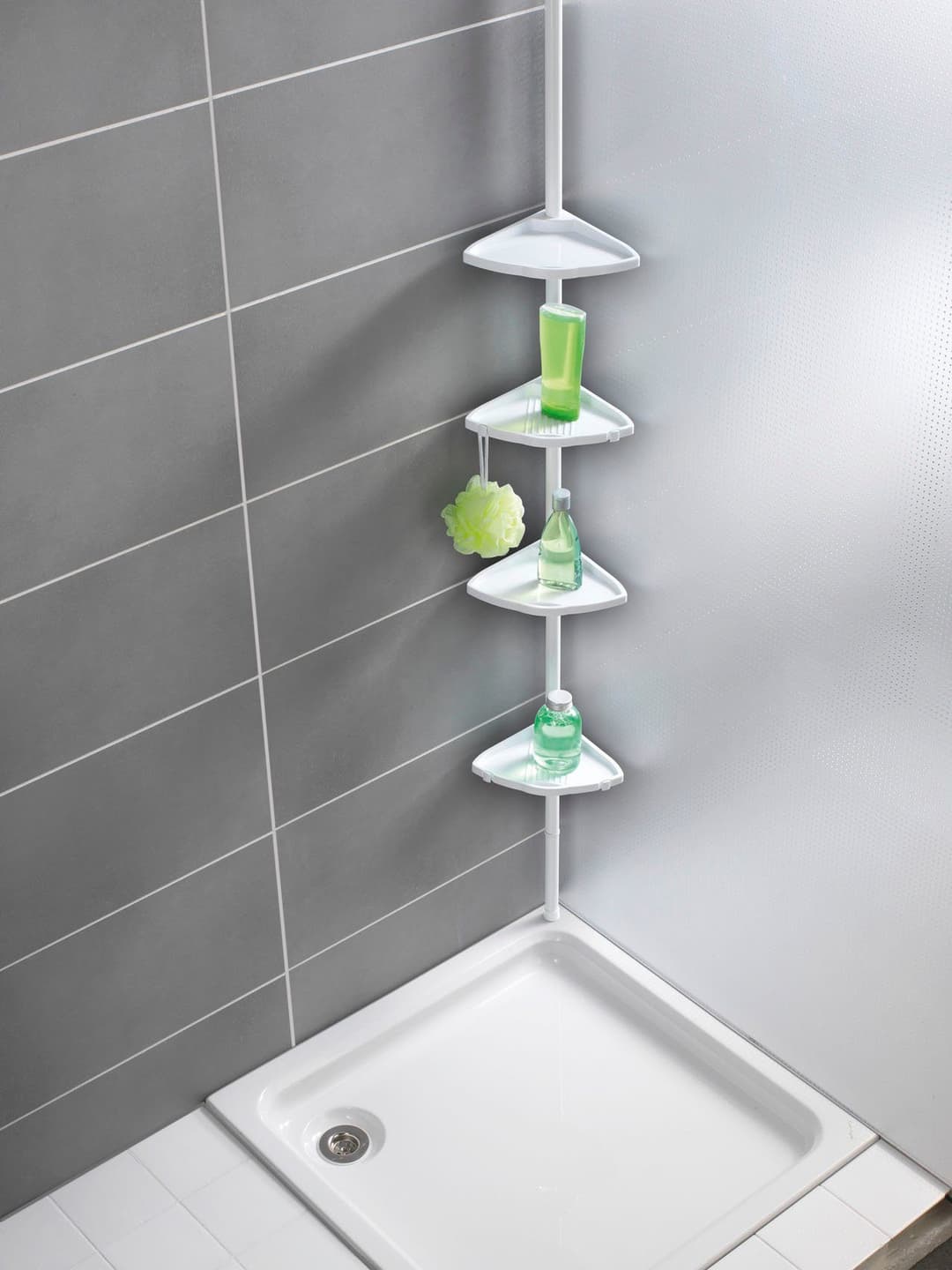 WENKO Duschablage Teleskop Duschecke Compact | Weiß