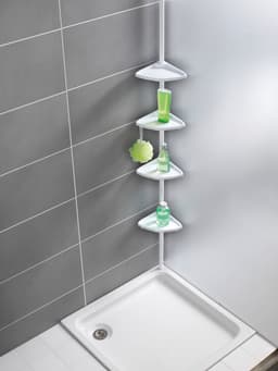 WENKO Duschablage Teleskop Duschecke Compact | Weiß