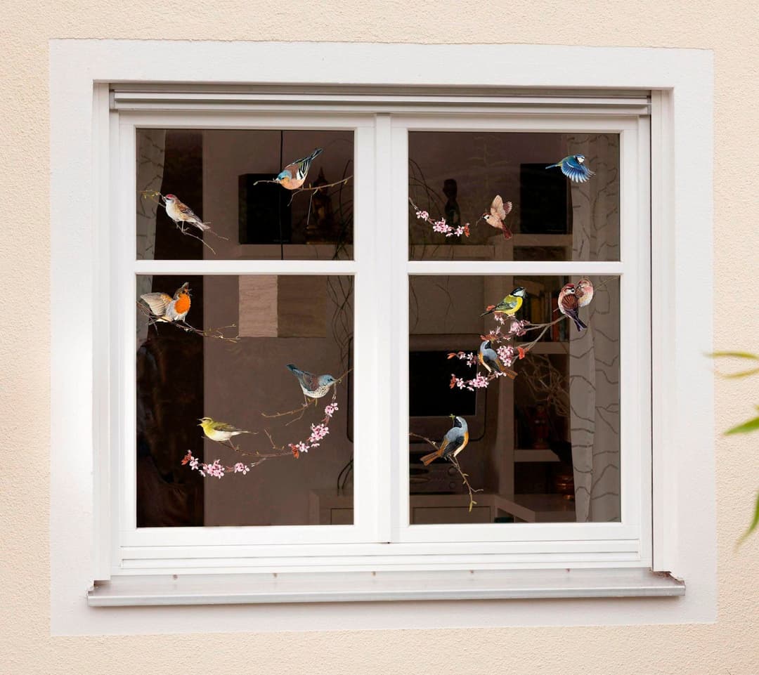 Komar Fensterbild Vögel | Mehrfarbig