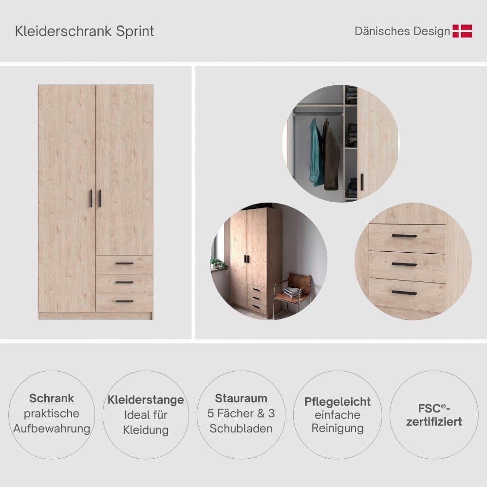 INOSIGN Kleiderschrank Sprint Drehtürenschrank | Schwarz