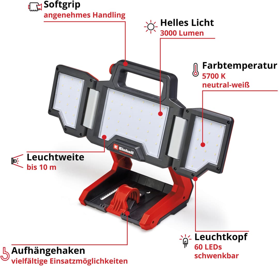 Einhell LED Arbeitsleuchte Akku-Lampe TP-CL 18/3000 Li - Solo
