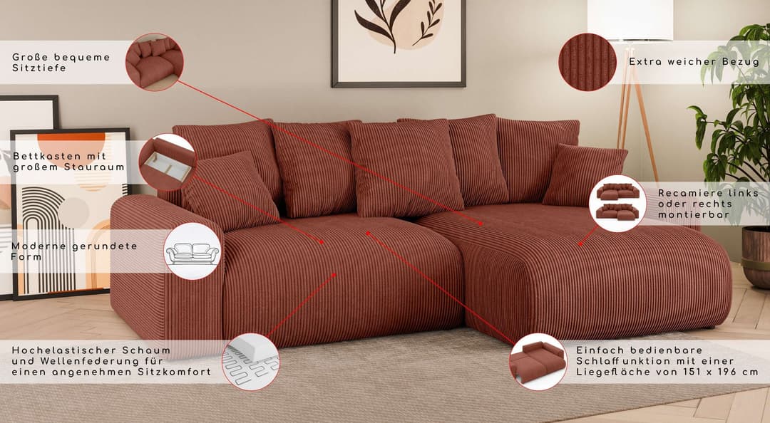 Home affaire Ecksofa LAKESIDE | Braun
