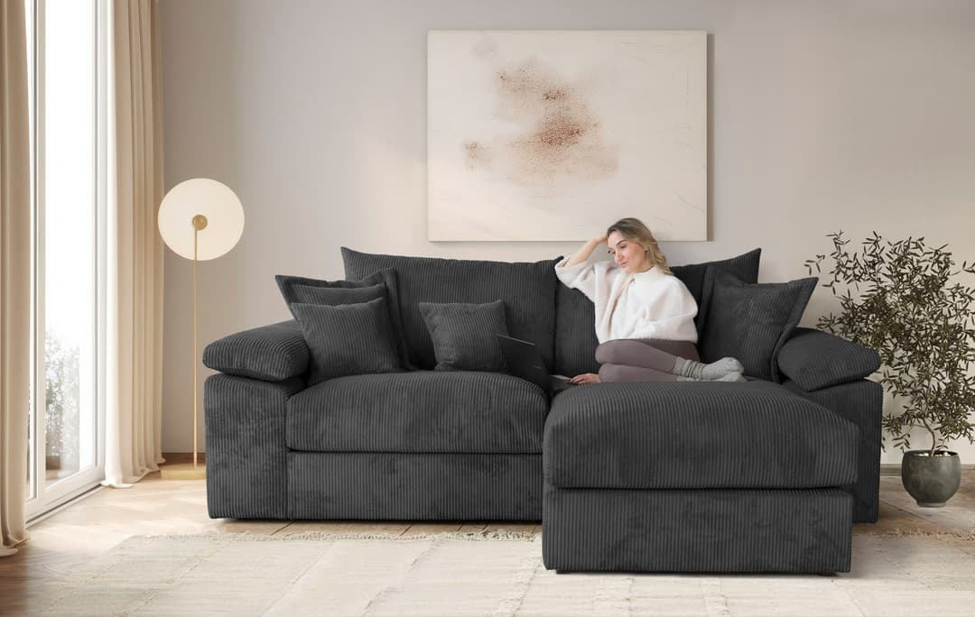 Home affaire Ecksofa Soft&Cosy XL L-Form | Schwarz