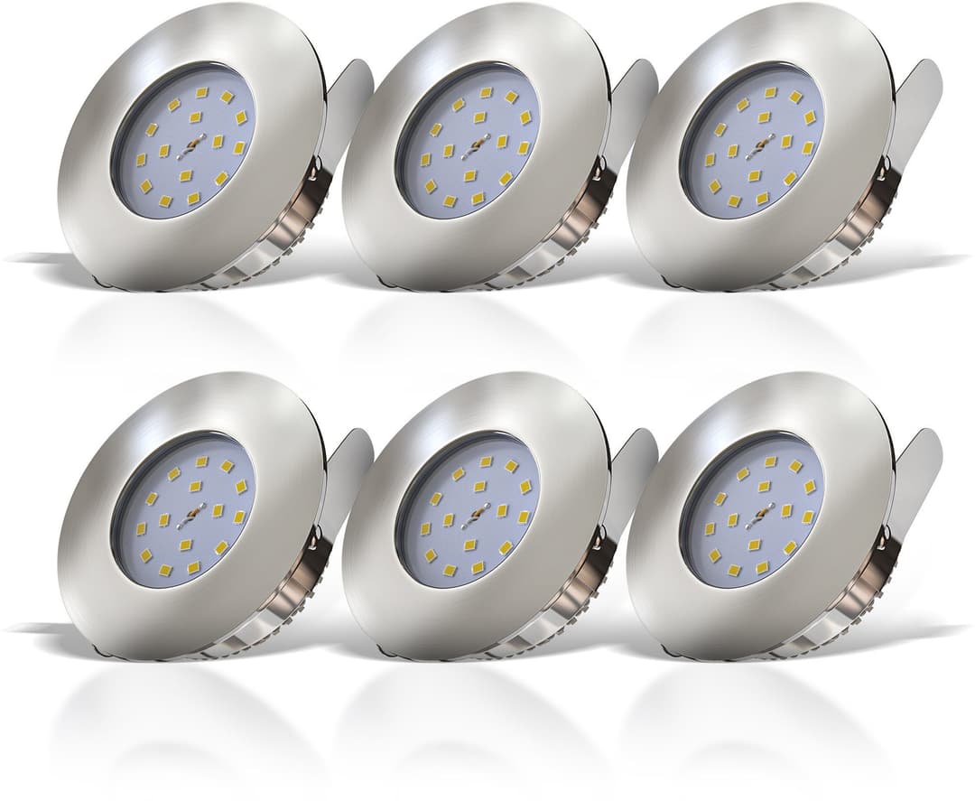 B.K.Licht LED Einbauleuchten 6er Set | Silber