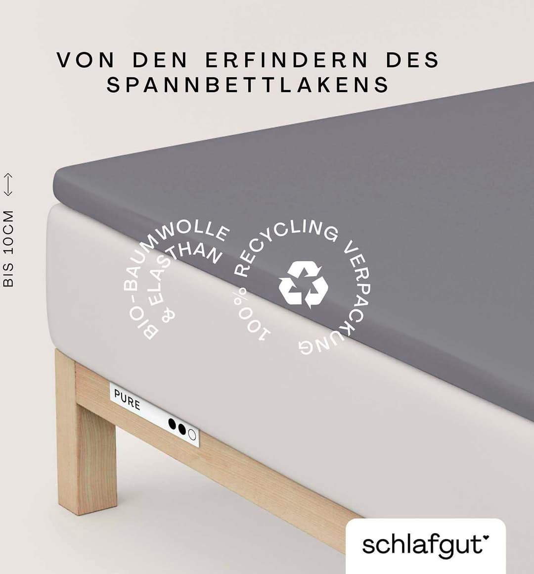 Schlafgut Spannbettlaken PURE TOPPER | Grau