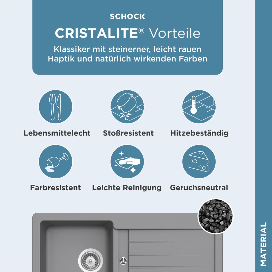 Schock Granitspüle Typos D-100 S | Grau