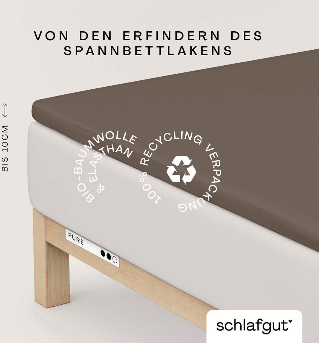 Schlafgut Spannbettlaken PURE TOPPER | Braun