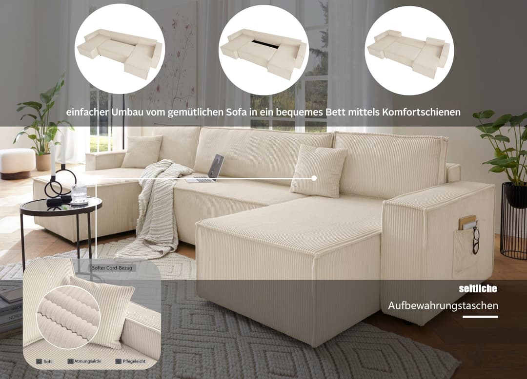 OTTO home Wohnlandschaft CASSI L-Form | Beige