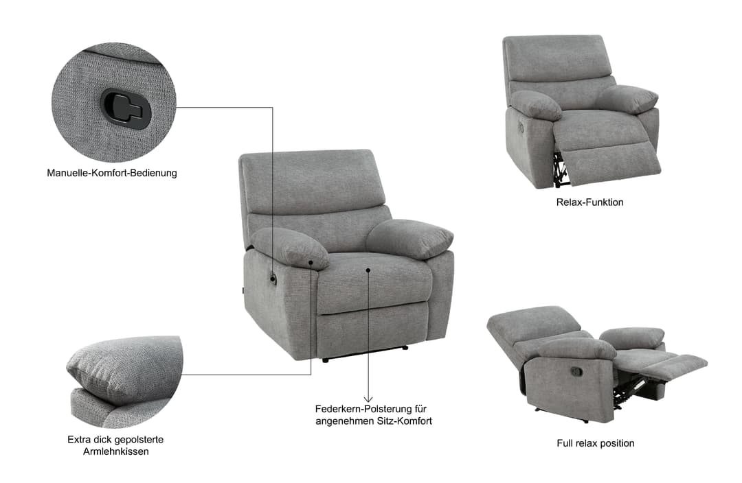 Home affaire Relaxsessel LANNOY | Grau