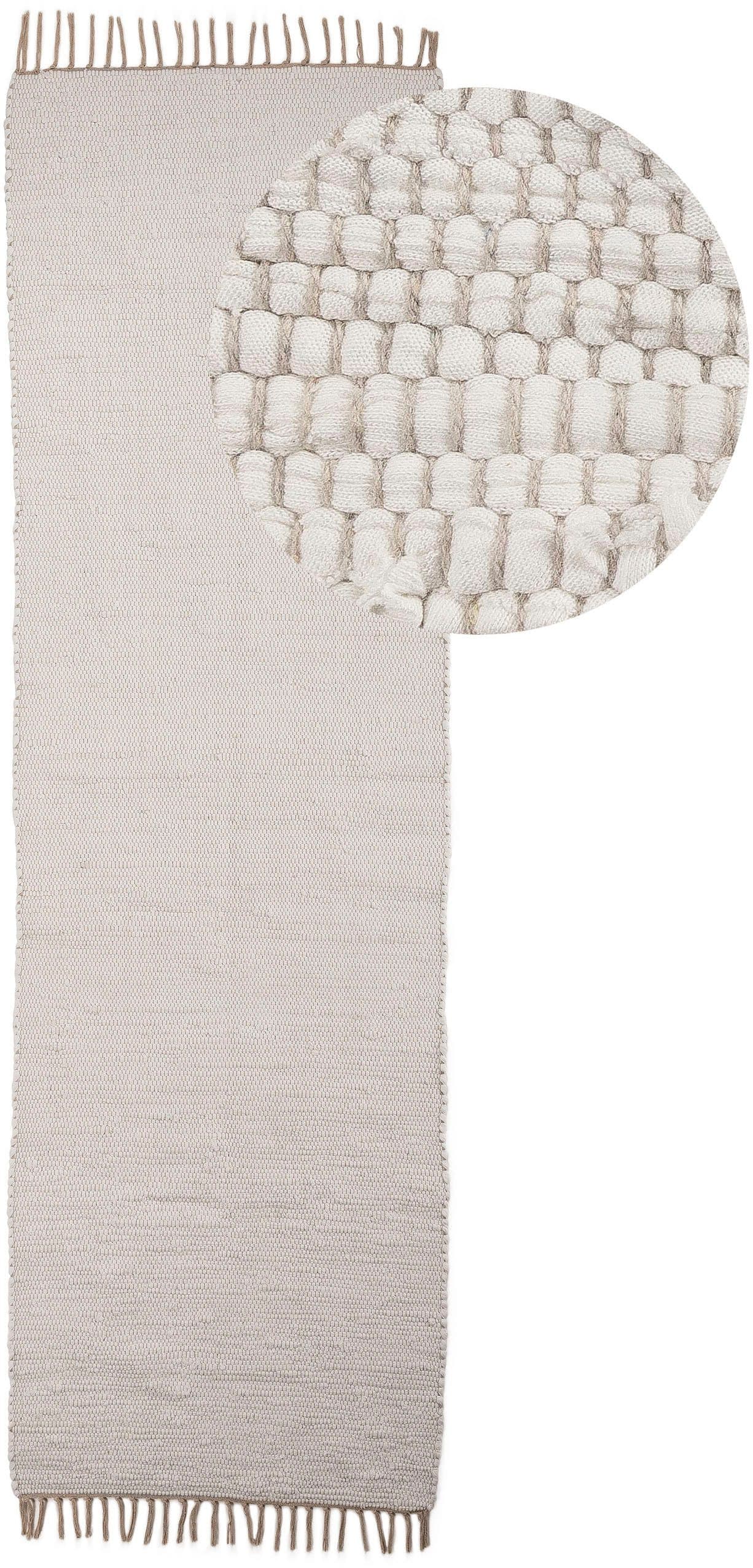 carpetfine Teppich Kelim Chindi uni | Weiß
