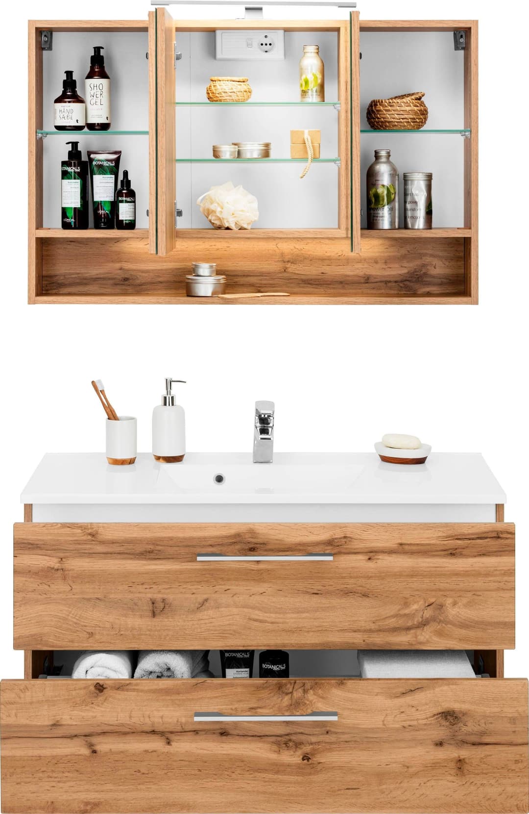 welltime Badmöbel-Set Soria | Holztöne
