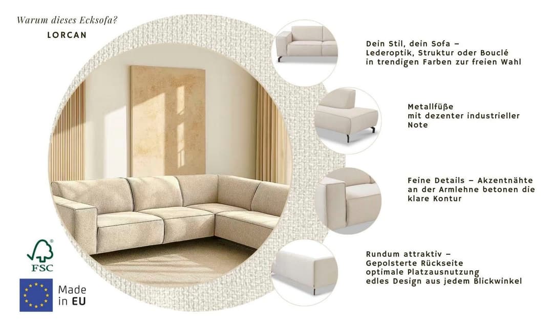 Home affaire Ecksofa LORCAN | Beige