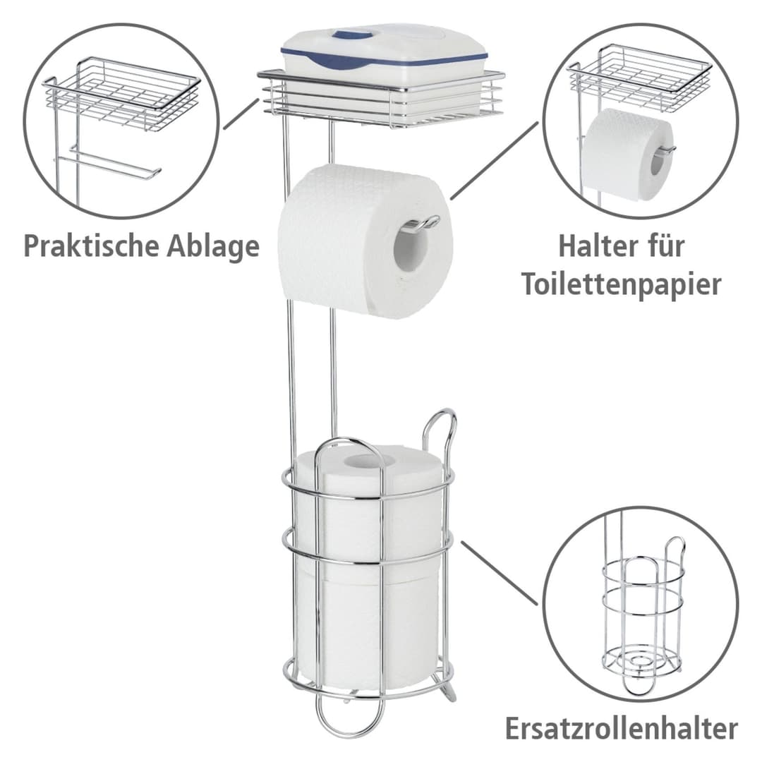 Wenko Toilettenpapierhalter mit Ablage | Silber