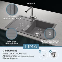 Schock Lima D-100S Granitspüle | Grau
