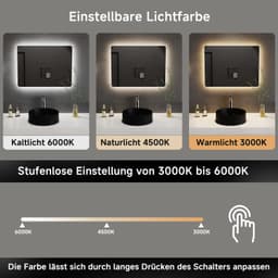 welltime LED-Lichtspiegel Toledo | Schwarz