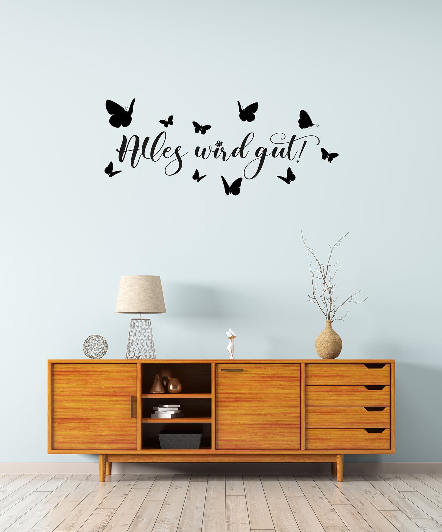 Home affaire Wandtattoo Alles wird gut - Schmetterlinge | Schwarz