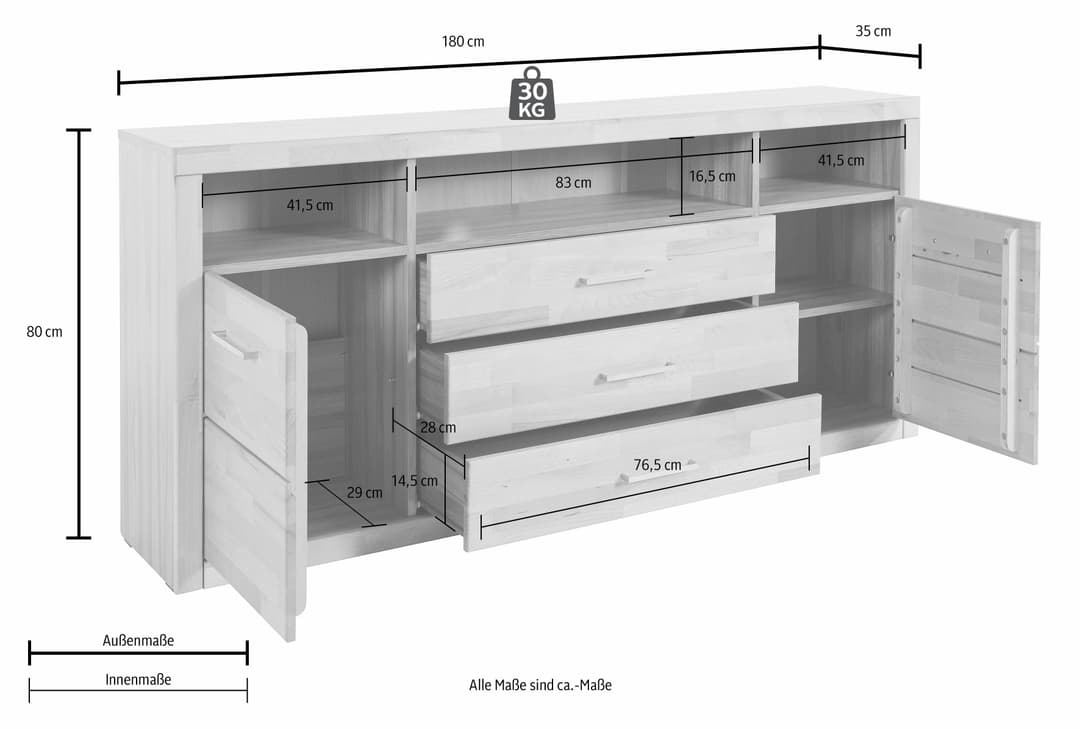 OTTO home Sideboard Ribe | Holztöne