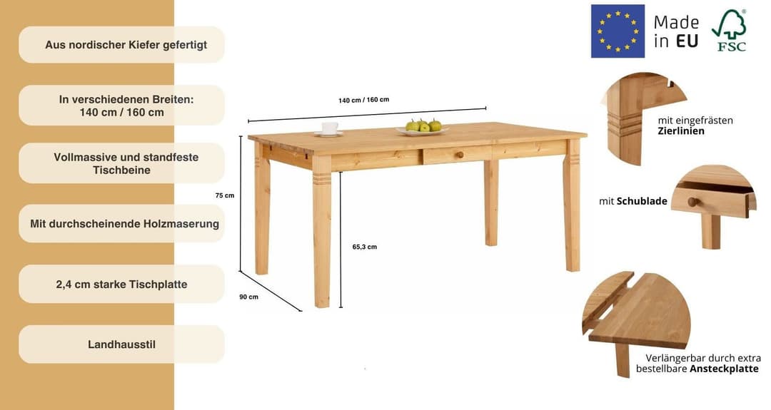 OTTO home Esstisch Danuta | Holztöne