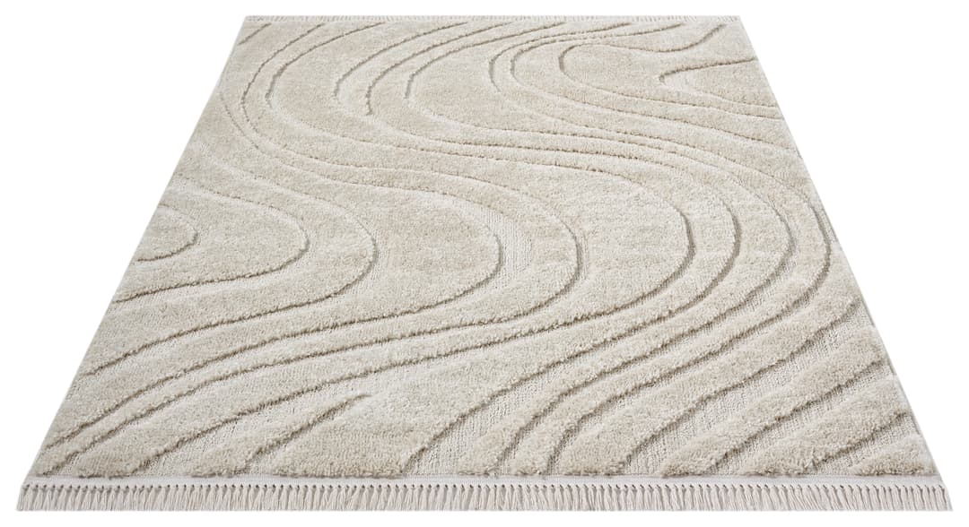 homsy by Ana Johnson Teppich Waavy mit Fransen | Beige