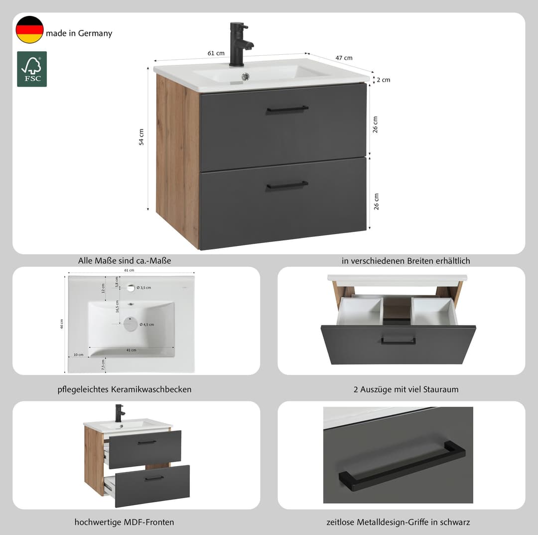 welltime Waschtisch Trento | Braun