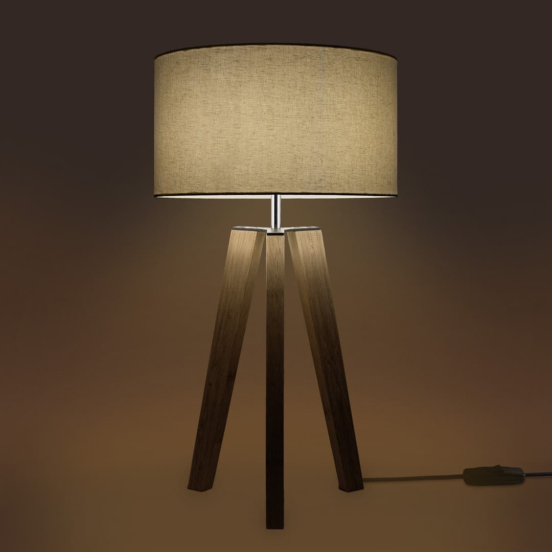 Paco Home Tischleuchte Canvas | Holztöne