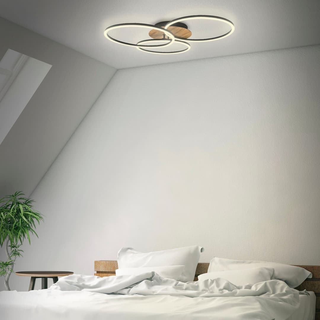 B.K.Licht LED Deckenleuchte BK_FR1528 | Holztöne