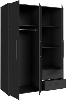 FORTE Kleiderschrank Mokkaris | Schwarz