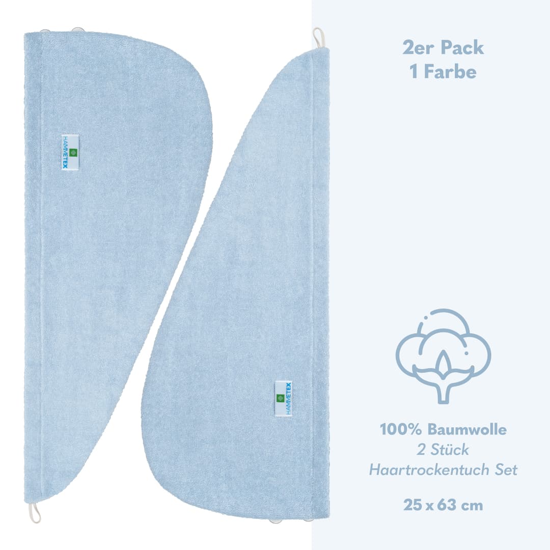 HAMMETEX Turban-Handtuch 2er Set | Blau