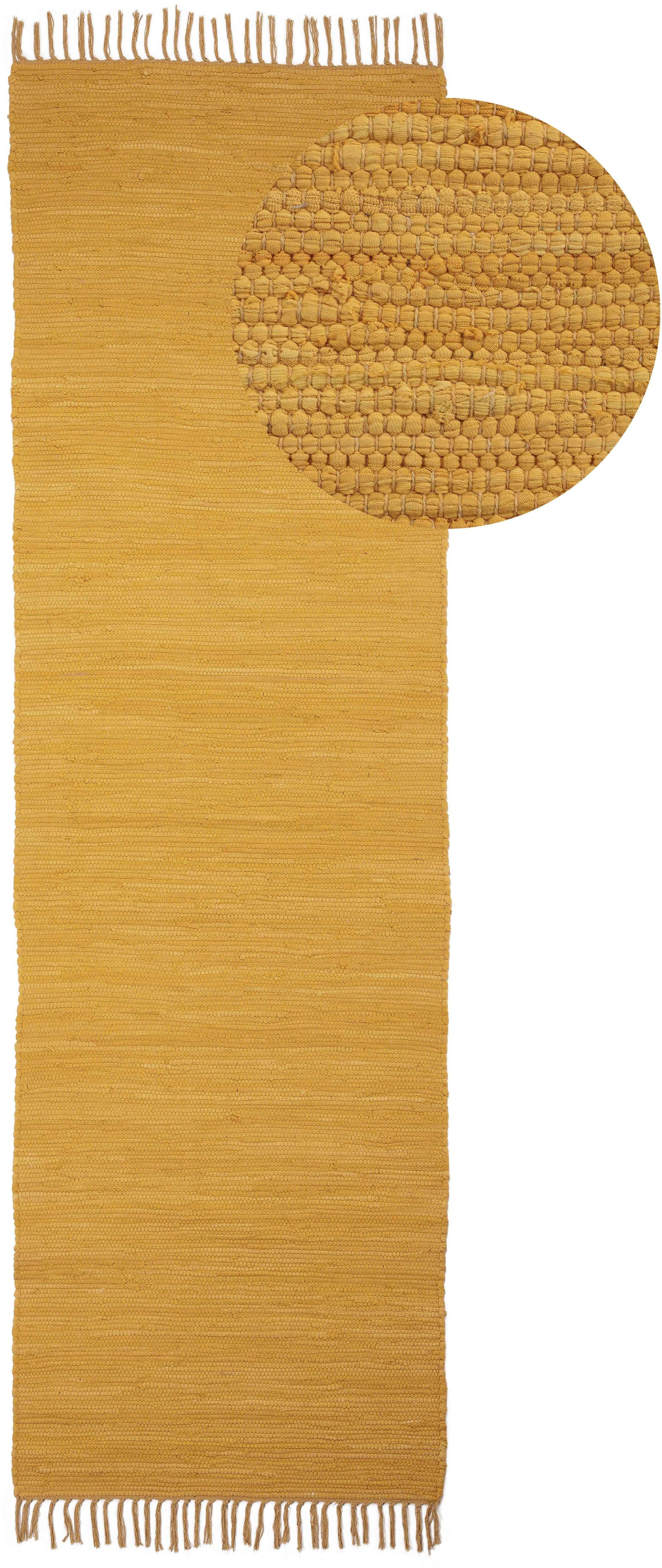carpetfine Teppich Kelim Chindi uni | Gelb