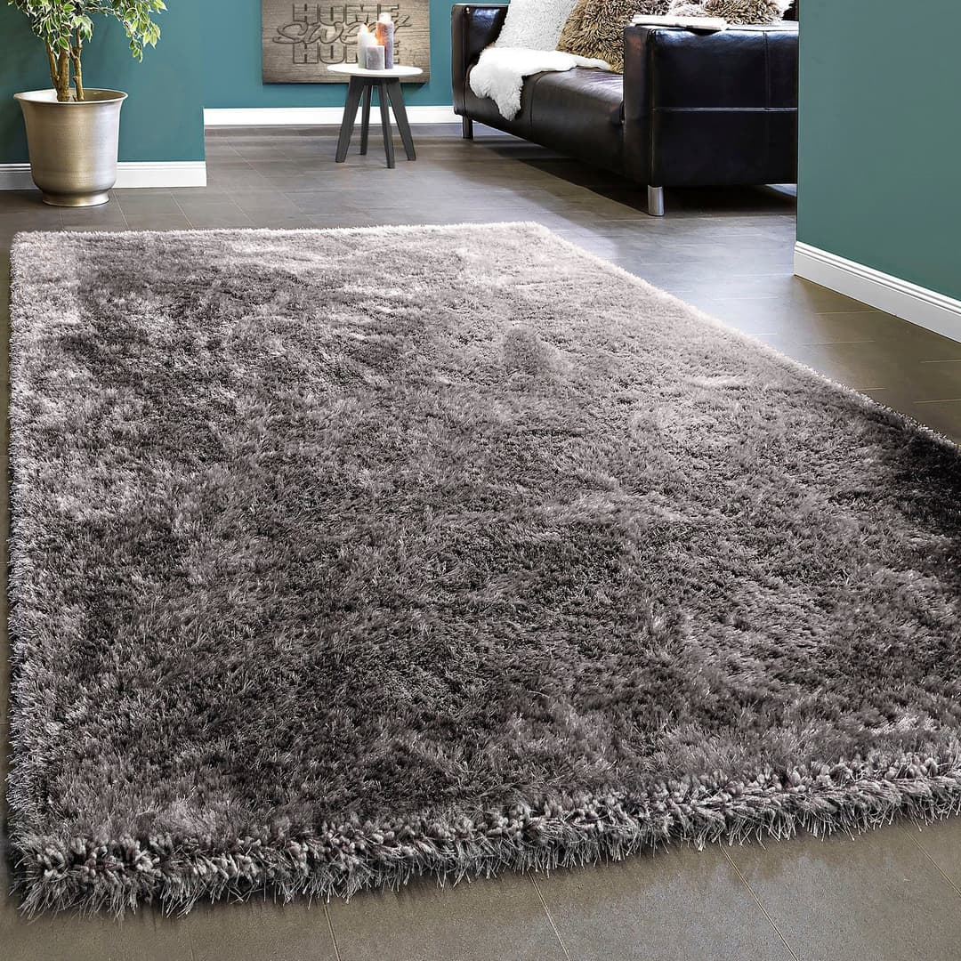 Paco Home Touch 100 Hochflor-Teppich | Grau