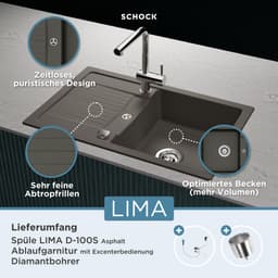 Schock Lima D-100S Granitspüle | Grau